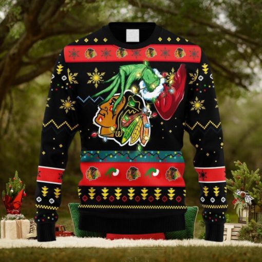 NHL Logo Chicago Blackhawks Grinch Christmas Ugly Sweater For Men Women