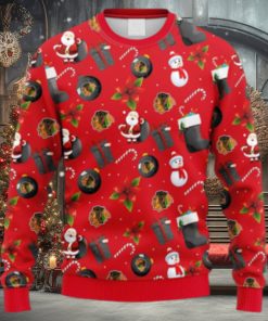 NHL Logo Chicago Blackhawks Santa Claus Snowman Christmas Ugly Sweater For Men Women