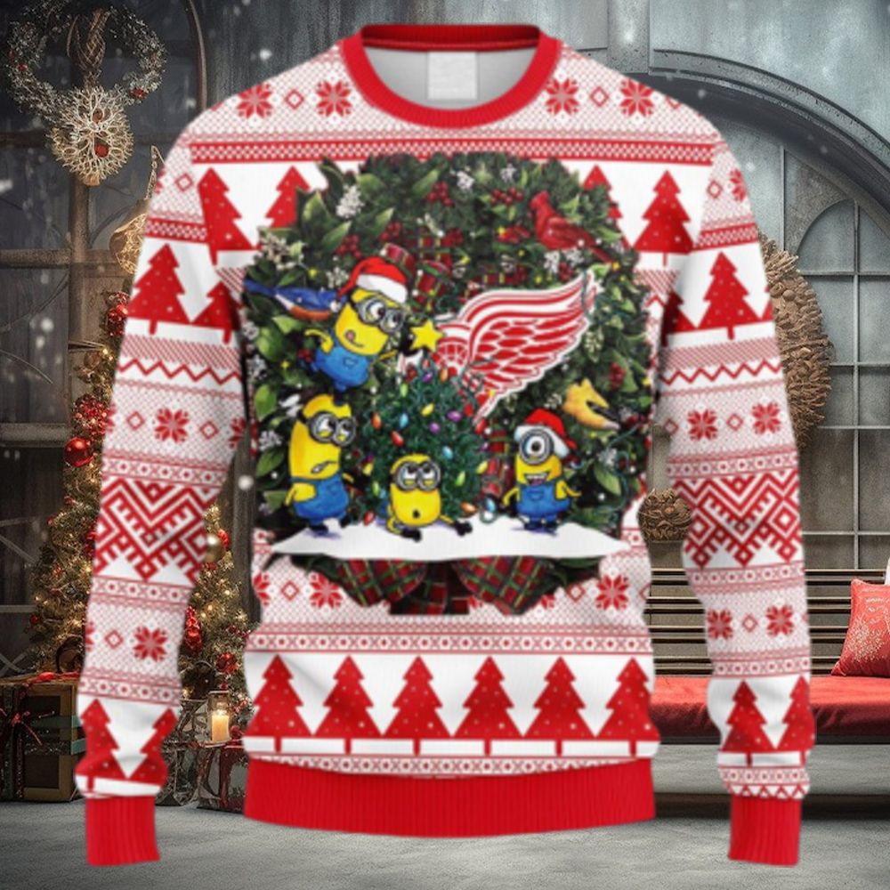 NHL Logo Detroit Red Wings Minion Christmas Ugly Sweater For Men Women NHL Logo Detroit Red Wings Minion Christmas Ugly Sweater For Men Women
