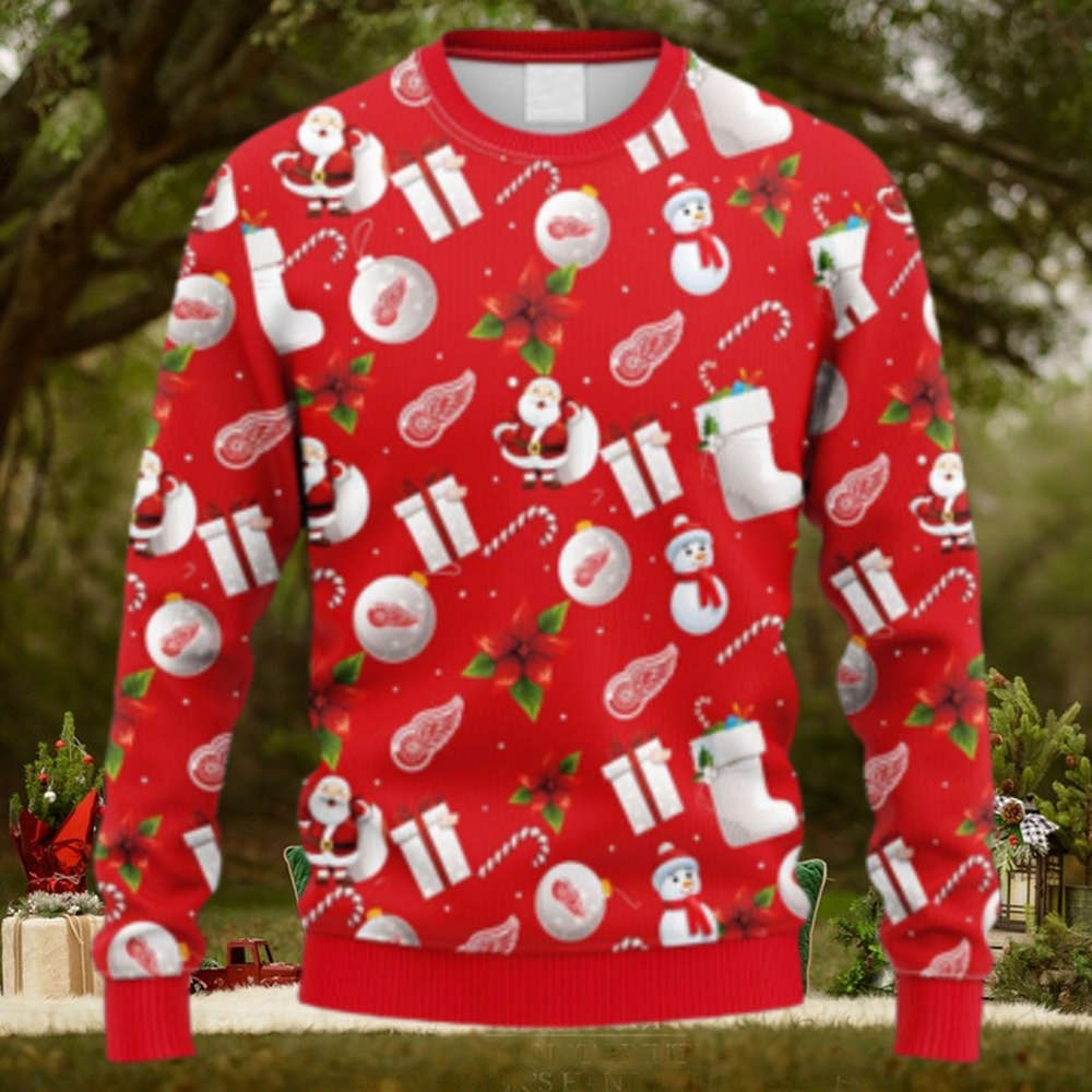 NHL Logo Detroit Red Wings Santa Claus Snowman Christmas Ugly Sweater For Men Women NHL Logo Detroit Red Wings Santa Claus Snowman Christmas Ugly Sweater For Men Women