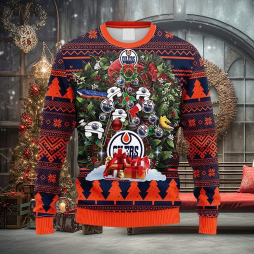 NHL Logo Edmonton Oilers Tree Ugly Christmas Fleece Sweater For Men Women