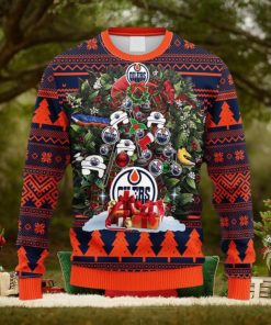 NHL Logo Edmonton Oilers Tree Ugly Christmas Fleece Sweater For Men Women