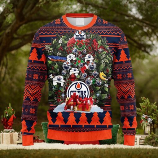 NHL Logo Edmonton Oilers Tree Ugly Christmas Fleece Sweater For Men Women
