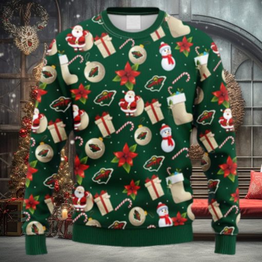 NHL Logo Minnesota Wild Santa Claus Snowman Christmas Ugly Sweater For Men Women