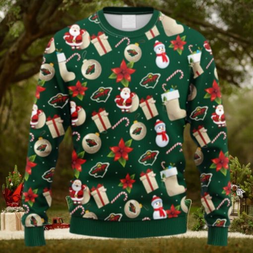 NHL Logo Minnesota Wild Santa Claus Snowman Christmas Ugly Sweater For Men Women