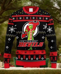NHL Logo New Jersey Devils Funny Grinch Christmas Ugly Sweater For Men Women