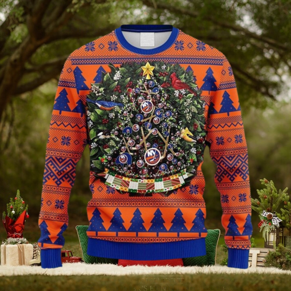 NHL New York Islanders Ugly Christmas Sweater Ball Pine Tree Christmas  Unisex Sweater