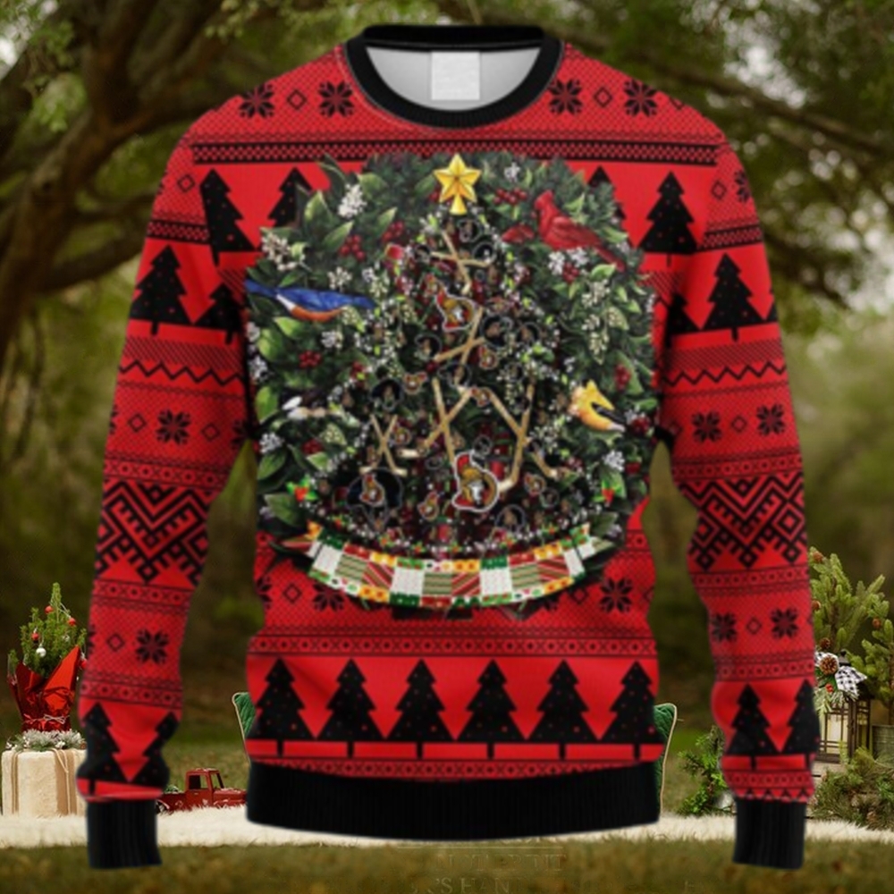 NHL Logo Ottawa Senators Tree Ball Christmas Ugly Sweater For Men Women NHL Logo Ottawa Senators Tree Ball Christmas Ugly Sweater For Men Women
