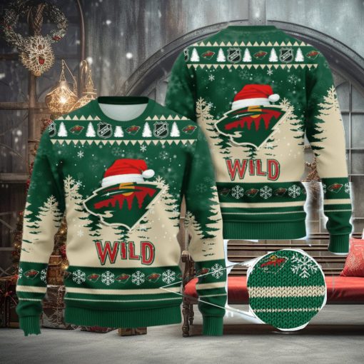 NHL Minnesota Wild Christmas Santa Hat AOP Print 3D Ugly Sweater