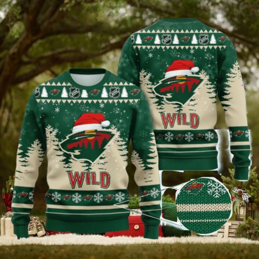 NHL Minnesota Wild Christmas Santa Hat AOP Print 3D Ugly Sweater
