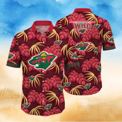 NHL Minnesota Wild Hawaiian Shirt Palm Leaves Pattern Beach Gift For Him