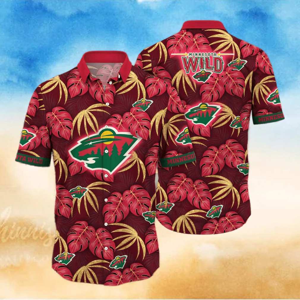 NHL Minnesota Wild Hawaiian Shirt Palm Leaves Pattern Beach Gift For Him NHL Minnesota Wild Hawaiian Shirt Palm Leaves Pattern Beach Gift For Him