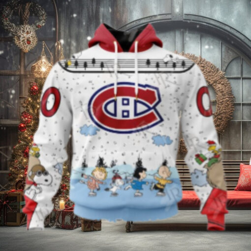 NHL Montreal Canadiens Special Peanuts Ice Skating Design Hoodie