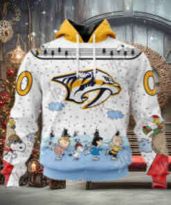 NHL Nashville Predators Special Peanuts Ice Skating Design Hoodie