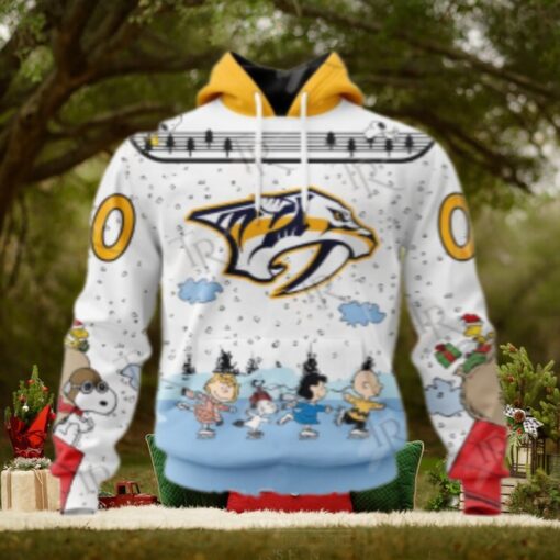 NHL Nashville Predators Special Peanuts Ice Skating Design Hoodie
