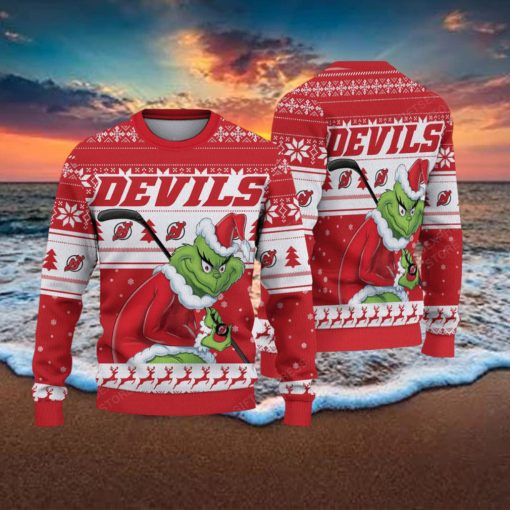 NHL New Jersey Devils Ugly Sweater Grinch Christmas Sweater