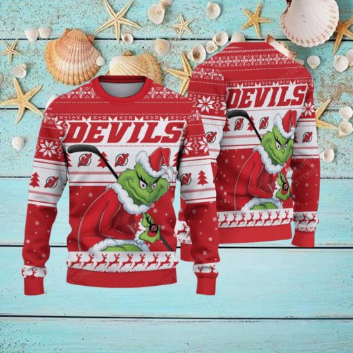 NHL New Jersey Devils Ugly Sweater Grinch Christmas Sweater