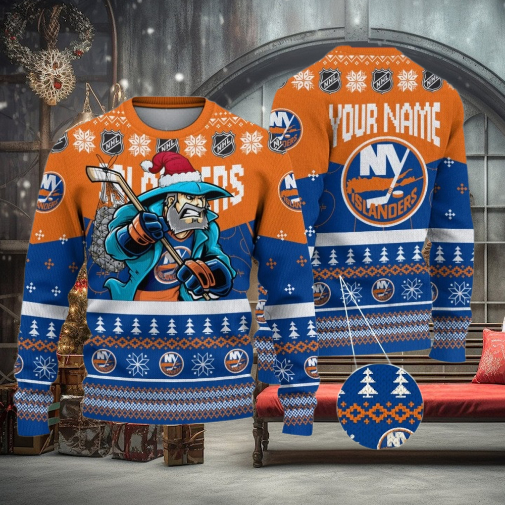 NHL New York Islanders Mascot Ugly Sweater For Christmas NHL New York Islanders Mascot Ugly Sweater For Christmas