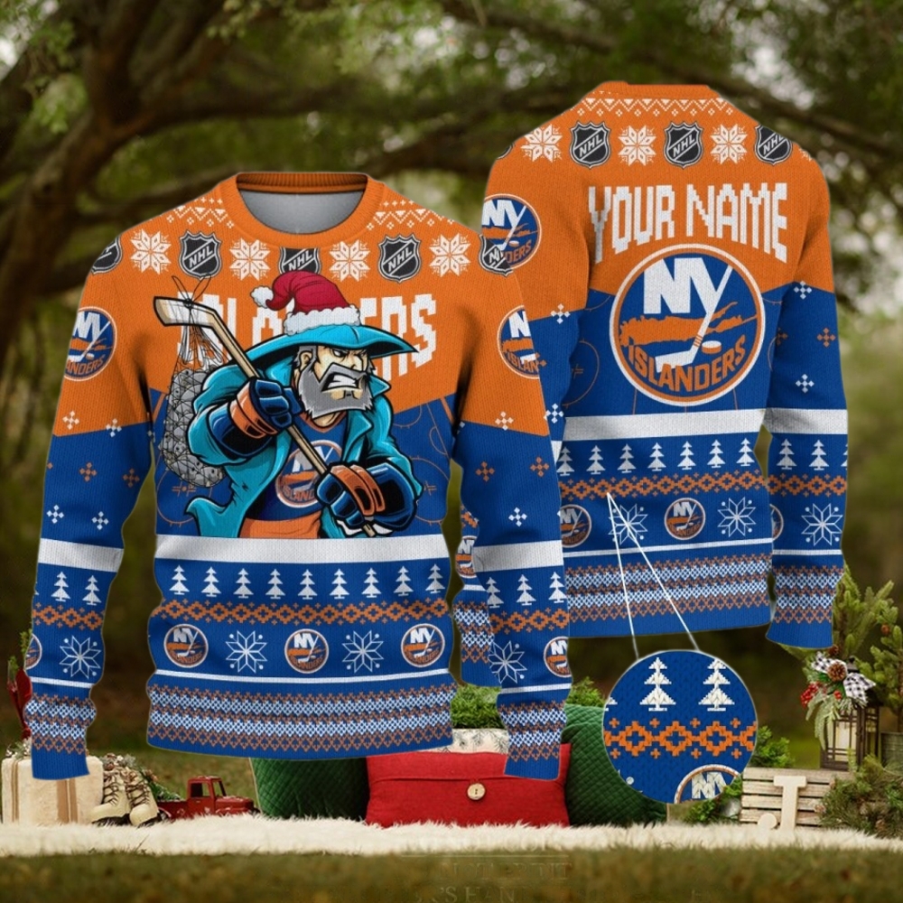 NHL New York Islanders Mascot Ugly Sweater For Christmas NHL New York Islanders Mascot Ugly Sweater For Christmas