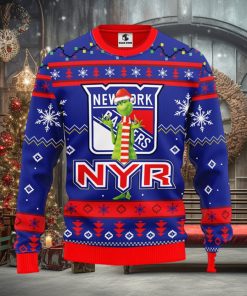 NHL New York Rangers Christmas Ugly Sweater Print Funny Grinch Gift For Hockey Fans