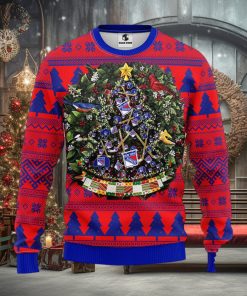 NHL New York Rangers Ugly Christmas Sweater Ball Pine Tree Christmas Unisex Sweater