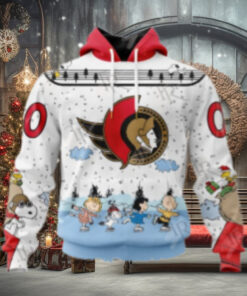NHL Ottawa Senators Special Peanuts Ice Skating Design Hoodie