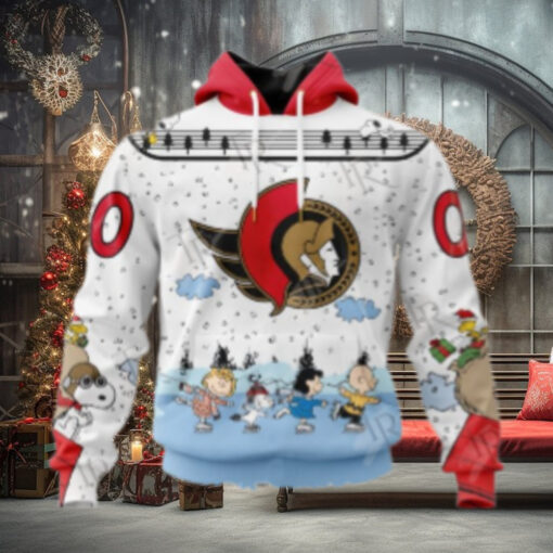 NHL Ottawa Senators Special Peanuts Ice Skating Design Hoodie
