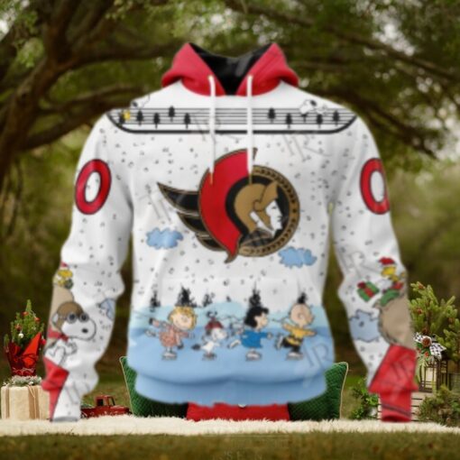 NHL Ottawa Senators Special Peanuts Ice Skating Design Hoodie