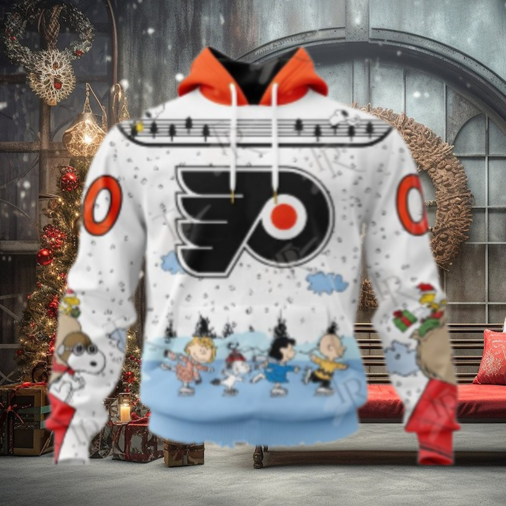 NHL Philadelphia Flyers Special Peanuts Ice Skating Design Hoodie NHL Philadelphia Flyers Special Peanuts Ice Skating Design Hoodie