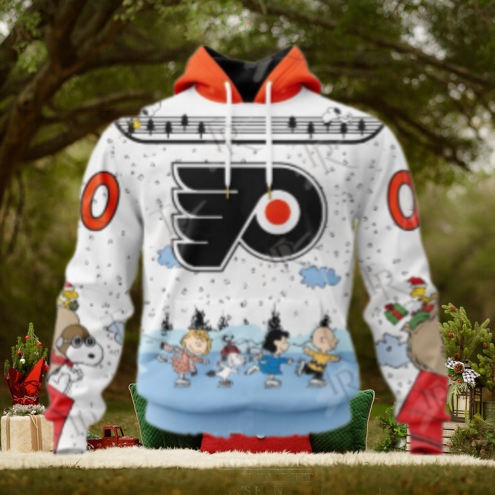 NHL Philadelphia Flyers Special Peanuts Ice Skating Design Hoodie NHL Philadelphia Flyers Special Peanuts Ice Skating Design Hoodie