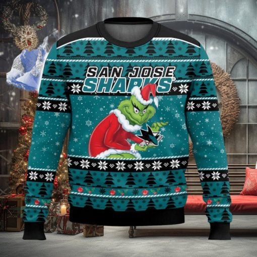 NHL San Jose Sharks Grinch 3D Christmas Sweater Ugly Christmas Sweater Christmas Gift Ideas