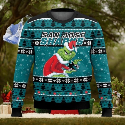 NHL San Jose Sharks Grinch 3D Christmas Sweater Ugly Christmas Sweater Christmas Gift Ideas