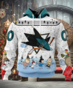 NHL San Jose Sharks Special Peanuts Ice Skating Design Hoodie