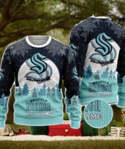 NHL Seattle Kraken Custom Name And Number Christmas Ugly Sweater Trending Christmas Gift For Fans