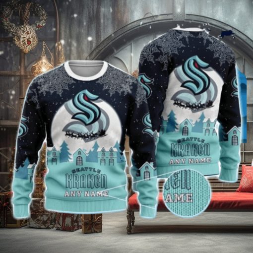 NHL Seattle Kraken Custom Name And Number Christmas Ugly Sweater Trending Christmas Gift For Fans