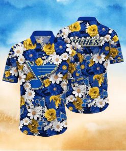 NHL St. Louis Blues Hawaiian Shirt Tropical Begonia Flower Pattern Summer Hawaiian Shirt