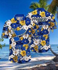 NHL St. Louis Blues Hawaiian Shirt Tropical Begonia Flower Pattern Summer Hawaiian Shirt