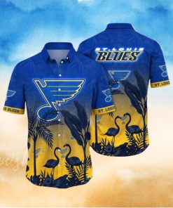 NHL St. Louis Blues Hawaiian Shirt Tropical Flamingo Pattern Summer Hawaiian Shirt