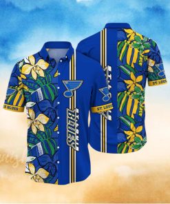 NHL St. Louis Blues Hawaiian Shirt Tropical Tropical Forest Floral Pattern Summer Hawaiian Shirt