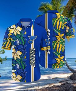 NHL St. Louis Blues Hawaiian Shirt Tropical Tropical Forest Floral Pattern Summer Hawaiian Shirt