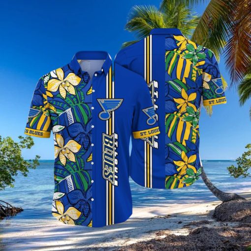 NHL St. Louis Blues Hawaiian Shirt Tropical Tropical Forest Floral Pattern Summer Hawaiian Shirt