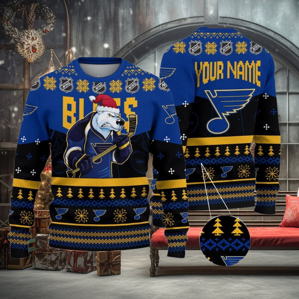 NHL St. Louis Blues Mascot Ugly Sweater For Christmas NHL St. Louis Blues Mascot Ugly Sweater For Christmas