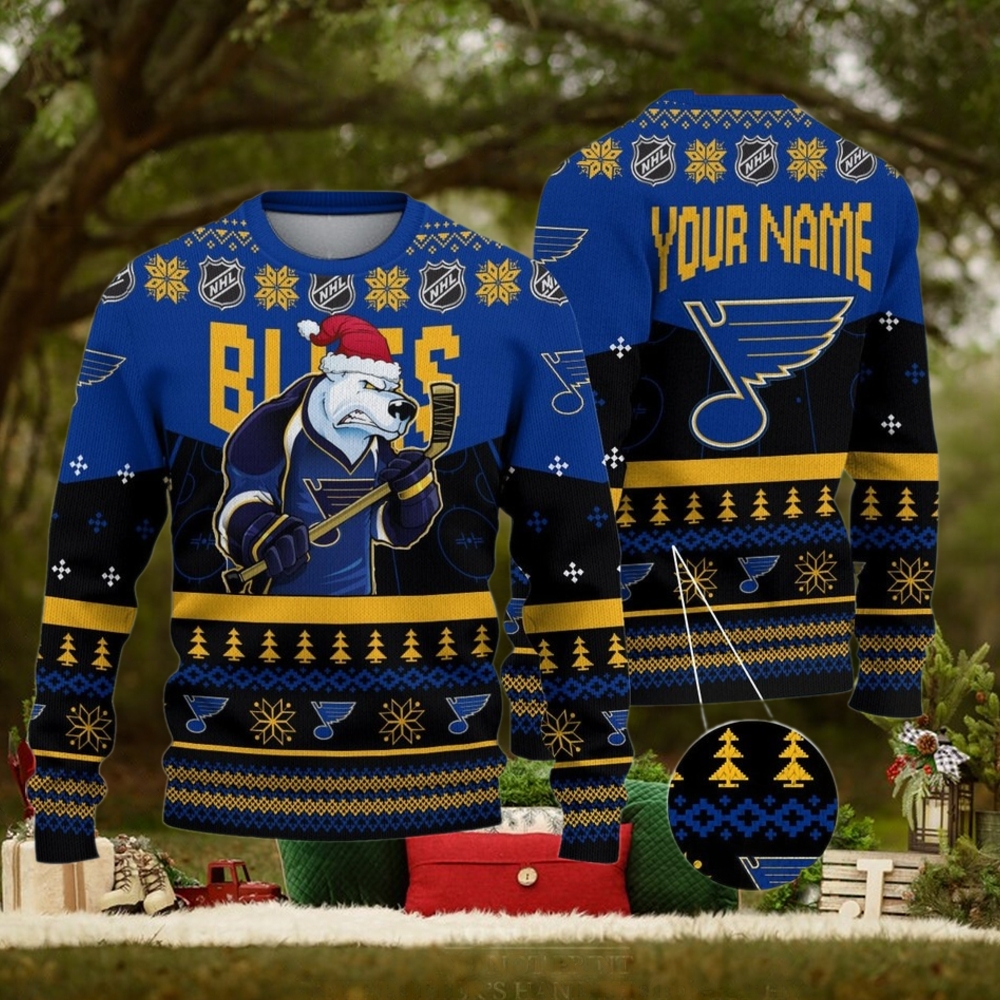 NHL St. Louis Blues Mascot Ugly Sweater For Christmas NHL St. Louis Blues Mascot Ugly Sweater For Christmas