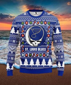 NHL St. Louis Blues Ugly Sweater Grateful Dead Ugly Christmas Fleece Sweater