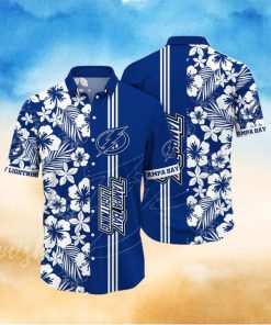 NHL Tampa Bay Lightning Hawaiian Shirt Tropical Apricot Blossom Pattern Summer Hawaiian Shirt