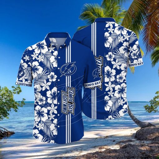 NHL Tampa Bay Lightning Hawaiian Shirt Tropical Apricot Blossom Pattern Summer Hawaiian Shirt