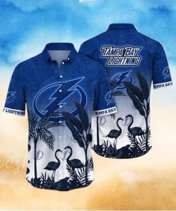 NHL Tampa Bay Lightning Hawaiian Shirt Tropical Flamingo Pattern Summer Hawaiian Shirt