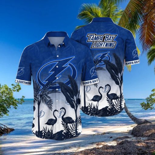 NHL Tampa Bay Lightning Hawaiian Shirt Tropical Flamingo Pattern Summer Hawaiian Shirt