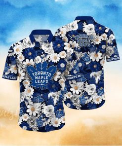 NHL Toronto Maple Leafs Hawaiian Shirt Tropical Begonia Flower Pattern Summer Hawaiian Shirt