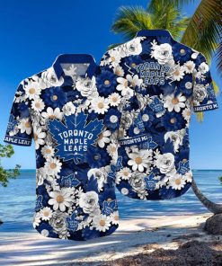 NHL Toronto Maple Leafs Hawaiian Shirt Tropical Begonia Flower Pattern Summer Hawaiian Shirt